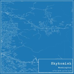 Blueprint US city map of Skykomish, Washington.