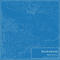 Blueprint US city map of Snohomish, Washington.