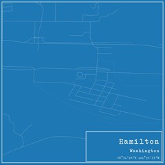 Blueprint US city map of Hamilton, Washington.
