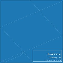 Blueprint US city map of Seattle, Washington.