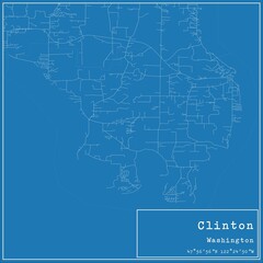 Blueprint US city map of Clinton, Washington.