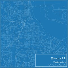 Blueprint US city map of Everett, Washington.