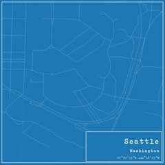 Fototapeta premium Blueprint US city map of Seattle, Washington.