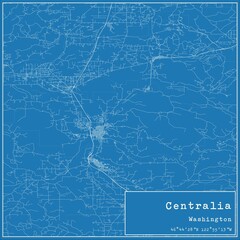 Blueprint US city map of Centralia, Washington.