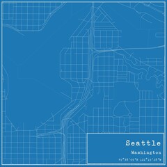 Fototapeta premium Blueprint US city map of Seattle, Washington.