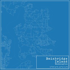 Blueprint US city map of Bainbridge Island, Washington.