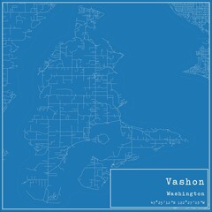 Blueprint US city map of Vashon, Washington.
