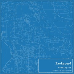 Fototapeta premium Blueprint US city map of Redmond, Washington.