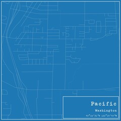 Blueprint US city map of Pacific, Washington.