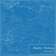 Blueprint US city map of Maple Valley, Washington.