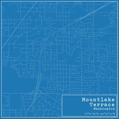 Fototapeta premium Blueprint US city map of Mountlake Terrace, Washington.