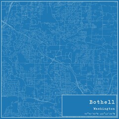 Blueprint US city map of Bothell, Washington.