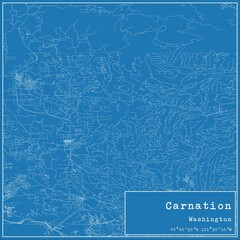 Blueprint US city map of Carnation, Washington.