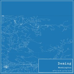 Blueprint US city map of Deming, Washington.