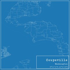 Blueprint US city map of Coupeville, Washington.