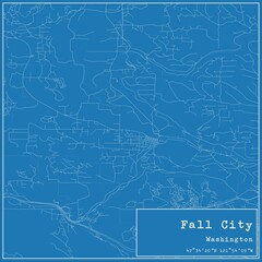Blueprint US city map of Fall City, Washington.