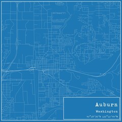 Blueprint US city map of Auburn, Washington.