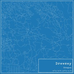 Blueprint US city map of Drewsey, Oregon.