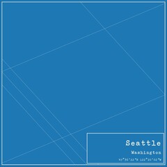 Blueprint US city map of Seattle, Washington.