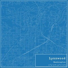 Blueprint US city map of Lynnwood, Washington.