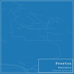 Blueprint US city map of Preston, Washington.