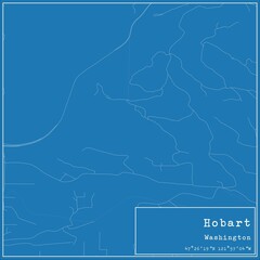 Blueprint US city map of Hobart, Washington.