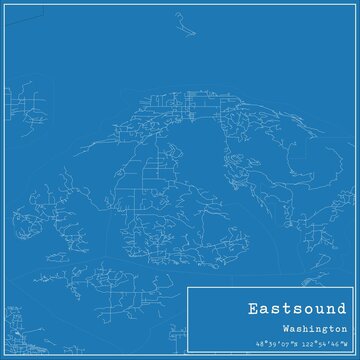 Blueprint US city map of Eastsound, Washington.