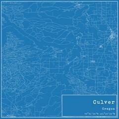 Fototapeta premium Blueprint US city map of Culver, Oregon.