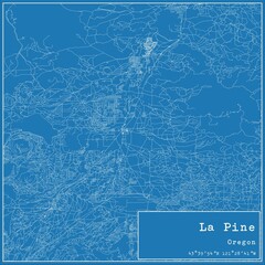 Blueprint US city map of La Pine, Oregon.