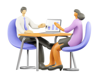 People in working, Diverse workspace, 3d rendering illustration.