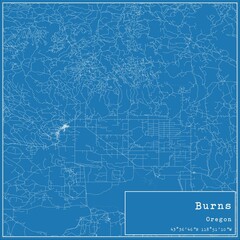 Blueprint US city map of Burns, Oregon.