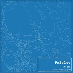 Blueprint US city map of Paisley, Oregon.