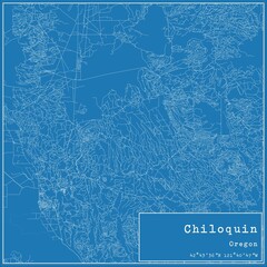 Blueprint US city map of Chiloquin, Oregon.