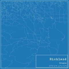 Fototapeta premium Blueprint US city map of Richland, Oregon.