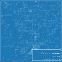 Blueprint US city map of Terrebonne, Oregon.