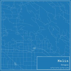 Blueprint US city map of Malin, Oregon.