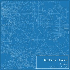 Blueprint US city map of Silver Lake, Oregon.
