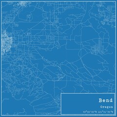 Fototapeta premium Blueprint US city map of Bend, Oregon.