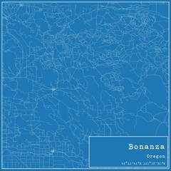 Blueprint US city map of Bonanza, Oregon.