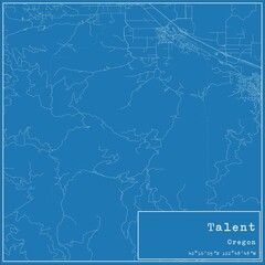 Obraz premium Blueprint US city map of Talent, Oregon.
