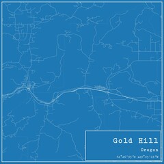Blueprint US city map of Gold Hill, Oregon.