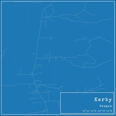 Blueprint US city map of Kerby, Oregon.