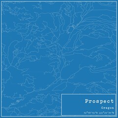 Blueprint US city map of Prospect, Oregon.
