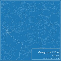 Blueprint US city map of Canyonville, Oregon.