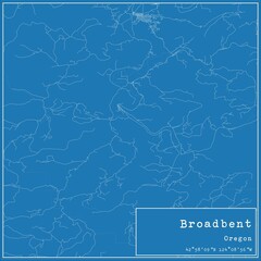 Blueprint US city map of Broadbent, Oregon.