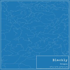 Blueprint US city map of Blachly, Oregon.