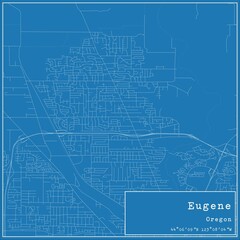 Obraz premium Blueprint US city map of Eugene, Oregon.