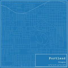 Blueprint US city map of Portland, Oregon.