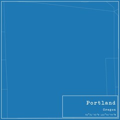 Blueprint US city map of Portland, Oregon.