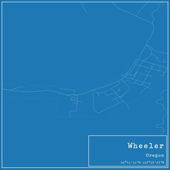 Fototapeta premium Blueprint US city map of Wheeler, Oregon.